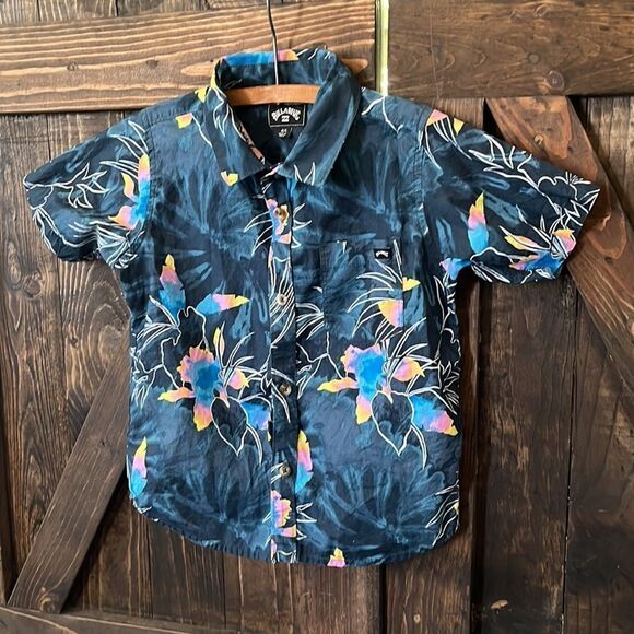 Billabong tropical button shirt boys Sz-6L - Picture 4 of 7